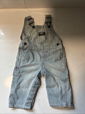 OshKosh B'gosh Light Blue and White Striped Overalls
